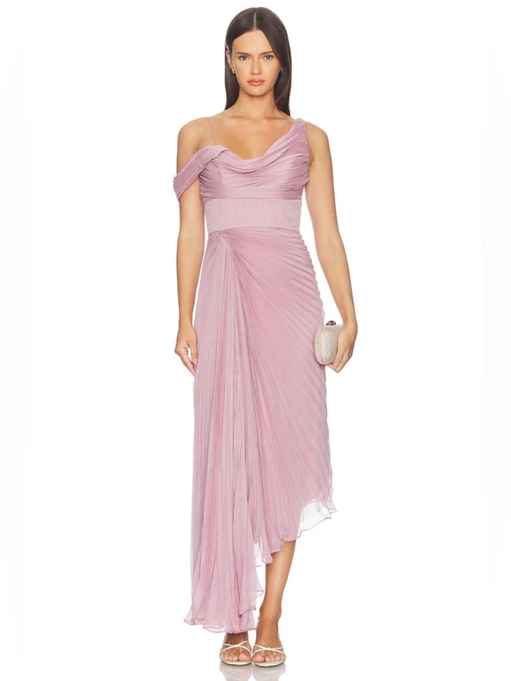 AMUR Joelle Pleated Draped Gown Purple Size 4